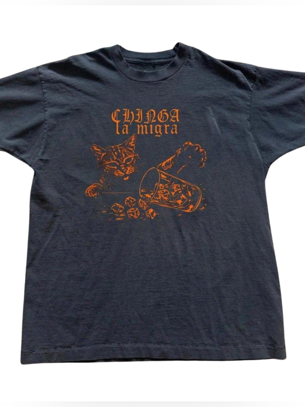 Black Chinga La Migra Cat Graphic T-Shirt